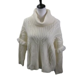 ARTISAN NY Cream Cowl Neck Split Back Sweater Size Large